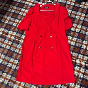 Glamour Scarlet Mini Dress with Double-Breasted Detail